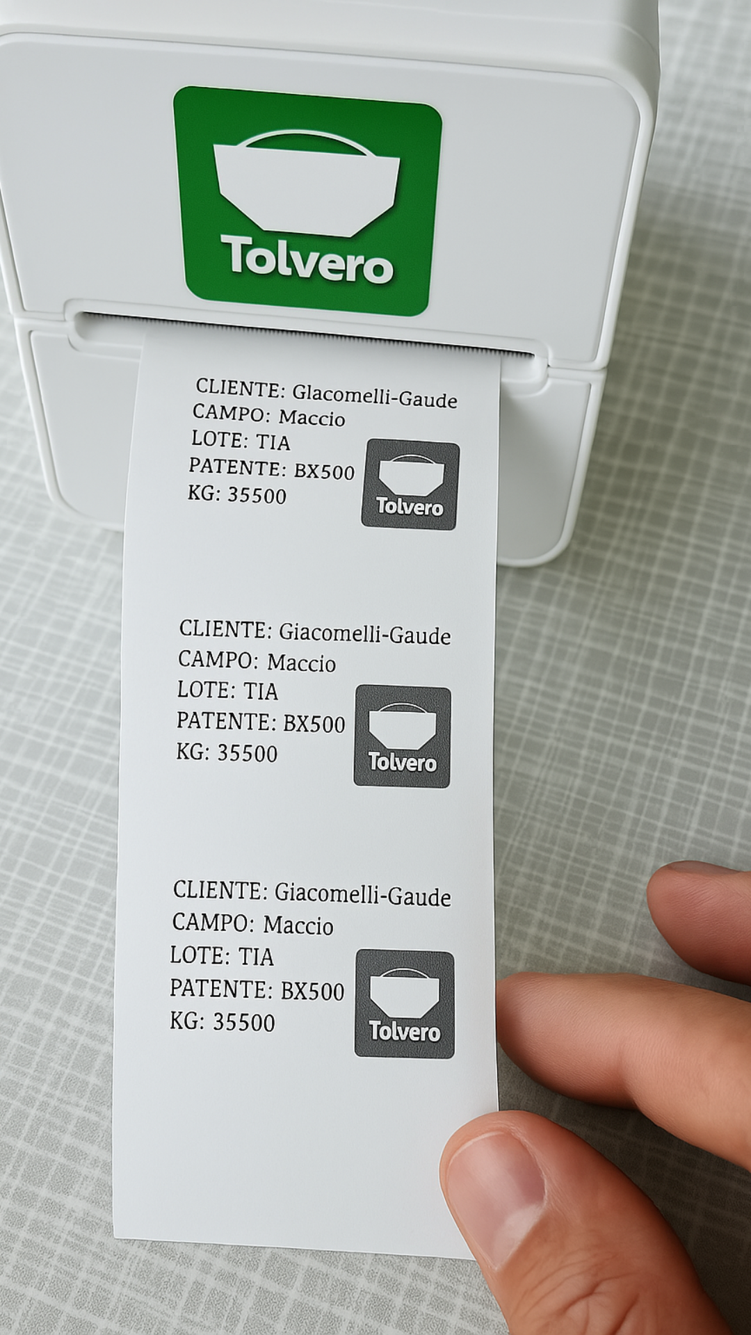 Impresora Térmica Bluetooth Portátil Tolvero para tickets agrícolas